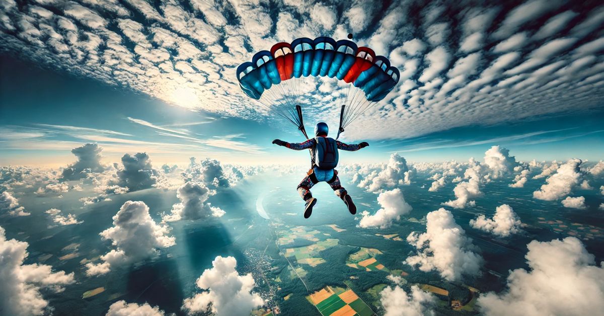 Faldskærmsudspring med flot udsigt